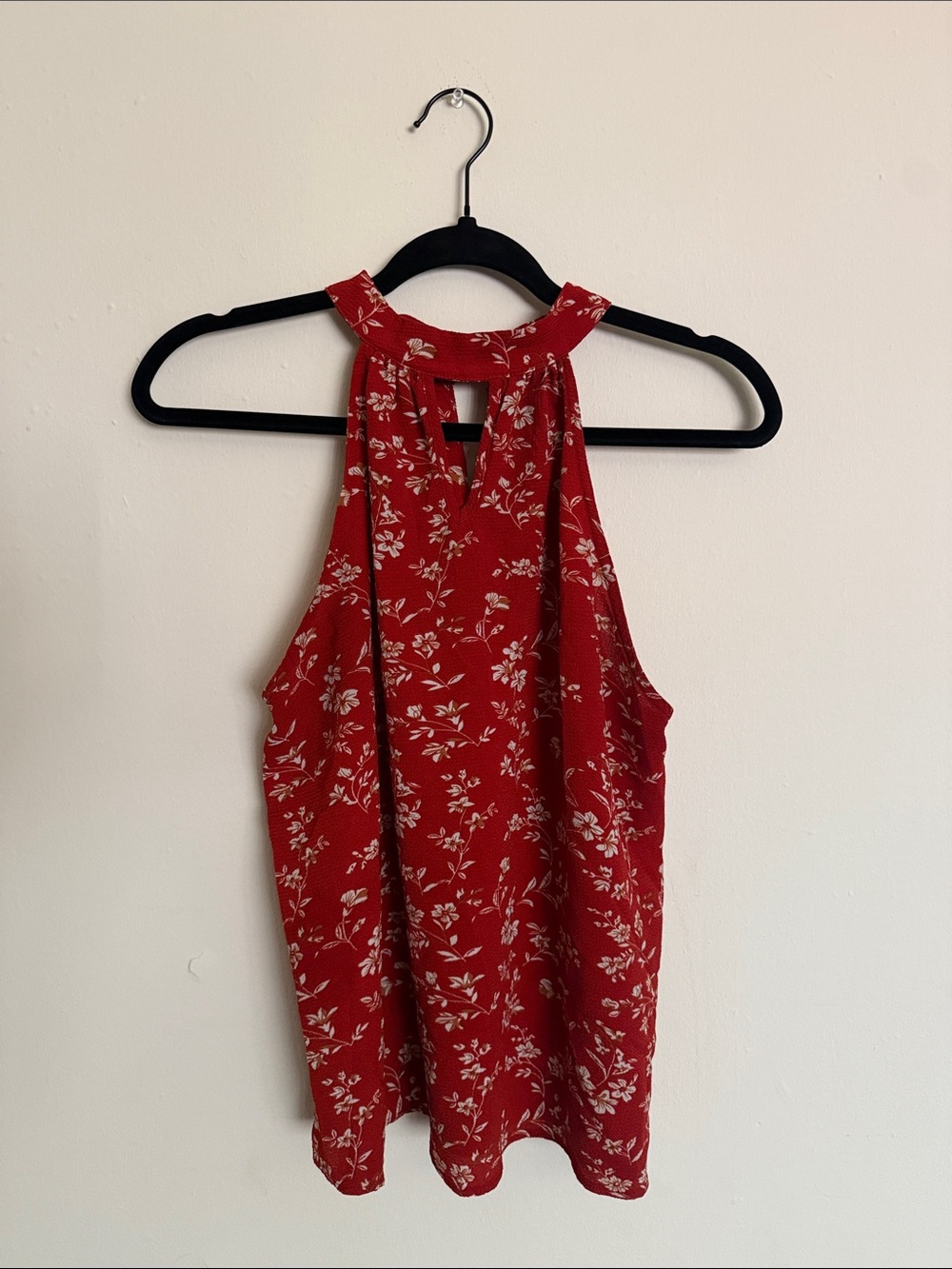 Floral High-Neck Red Camisole Tank
